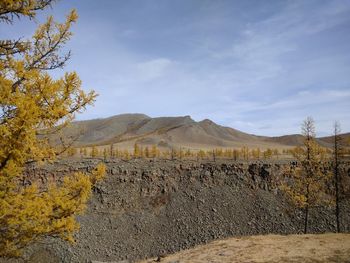 Scenic view of landscape against cloudy sky