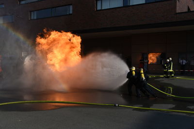 Fire hydrant on building in city