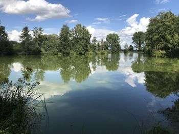 Scenic view of lake against sky