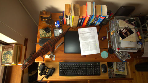 Close-up of objects on table