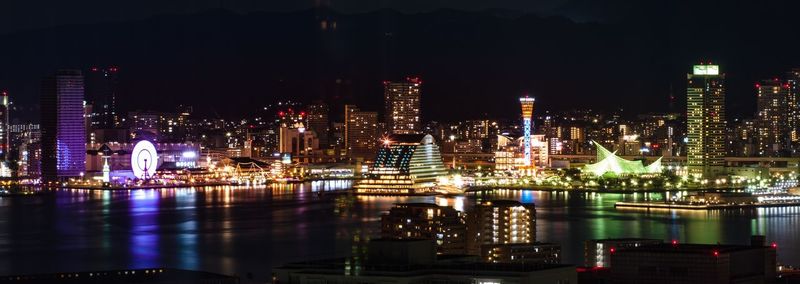 Illuminated city at night
