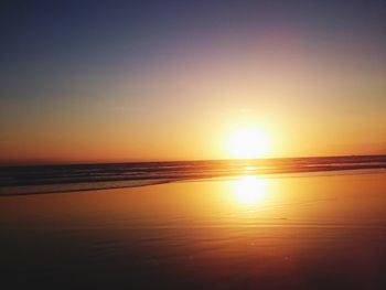 Scenic view of sea at sunset