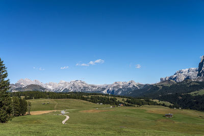 Scenic view of landscape against blue sky