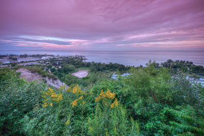 Scenic view of sea against sky during sunset