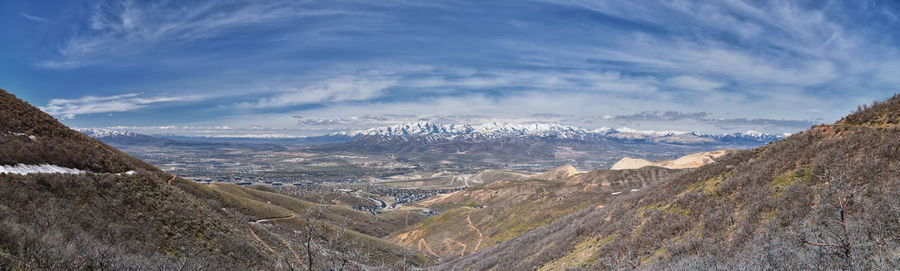 Scenic view of mountains against sky