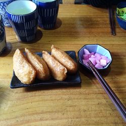 Close-up of food on table
