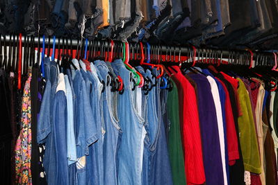 Clothes hanging at store