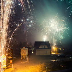 Firework display at night