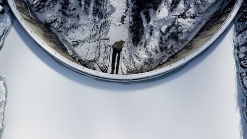 Aerial view of snow covered landscape