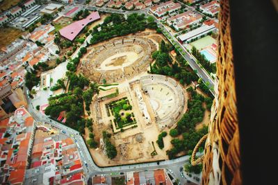 High angle view of buildings in city