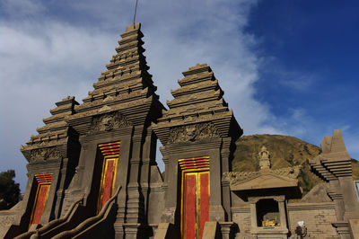 Low angle view of luhur poten temple bromo tengger semeru national parc