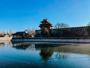 Reflection of building in lake