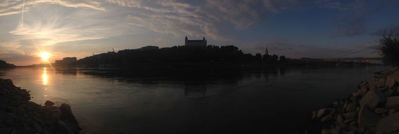 Scenic view of sunset over river