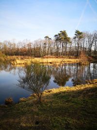 Scenic view of lake against sky