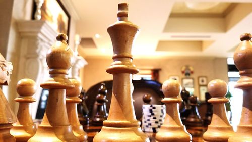 Low angle view of chess pieces