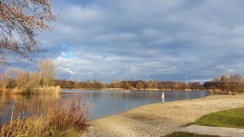 Scenic view of lake against sky