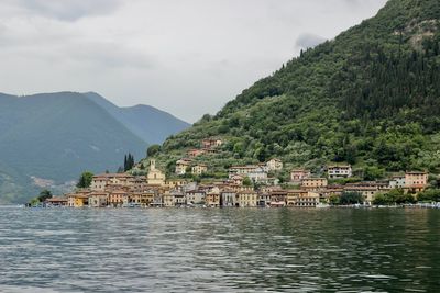 Beautiful small village on an island on the iseo lake in italy
