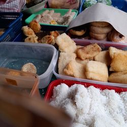 High angle view of food in container