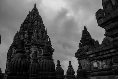 Low angle view of candi prambanan temple building against sky