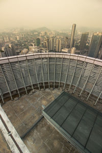 High angle view of buildings against sky