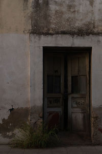 Closed door of old building