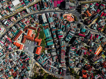 High angle view of cars on street