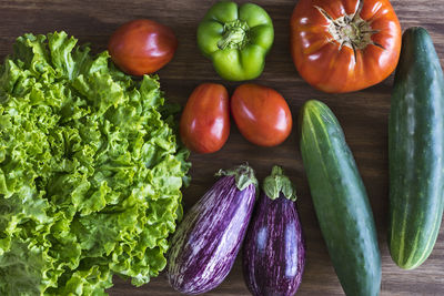 High angle view of fruits on table