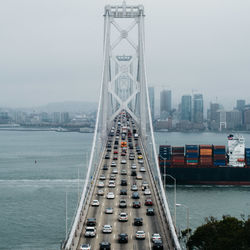 High angle view of bay bridge