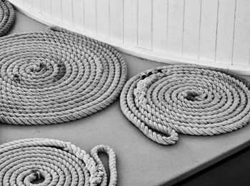 Close-up of ropes on table