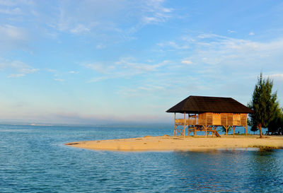 House by sea against sky