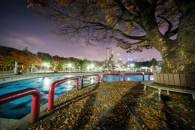 Swimming pool against landscape