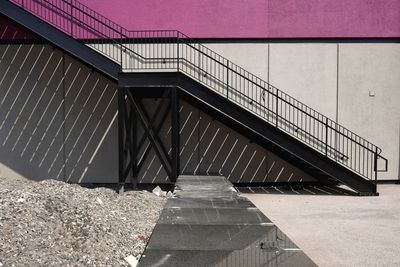 Staircase of building and angled shadows