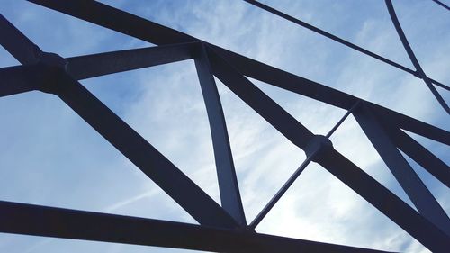 Low angle view of bridge against cloudy sky