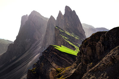 Scenic view of rocky mountains against clear sky