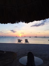 Scenic view of beach during sunset