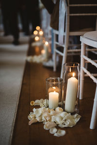 Tea light candles on table
