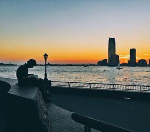 Scenic view of sea at sunset