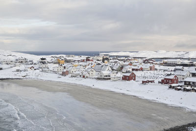 Scenic view of townscape during winter