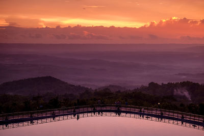 Scenic view of mountains against sky during sunset