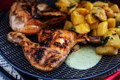 High angle view of food in bowl