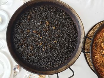 High angle view of coffee beans in container