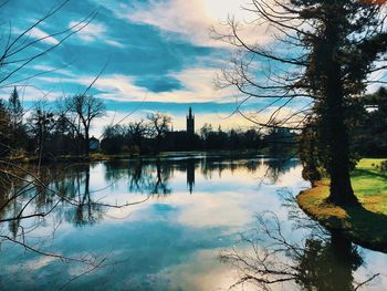 Scenic view of lake against sky