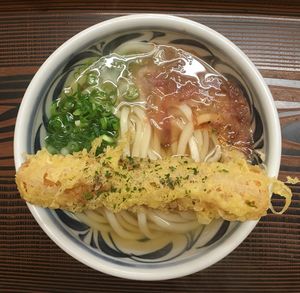 Directly above view of food in bowl