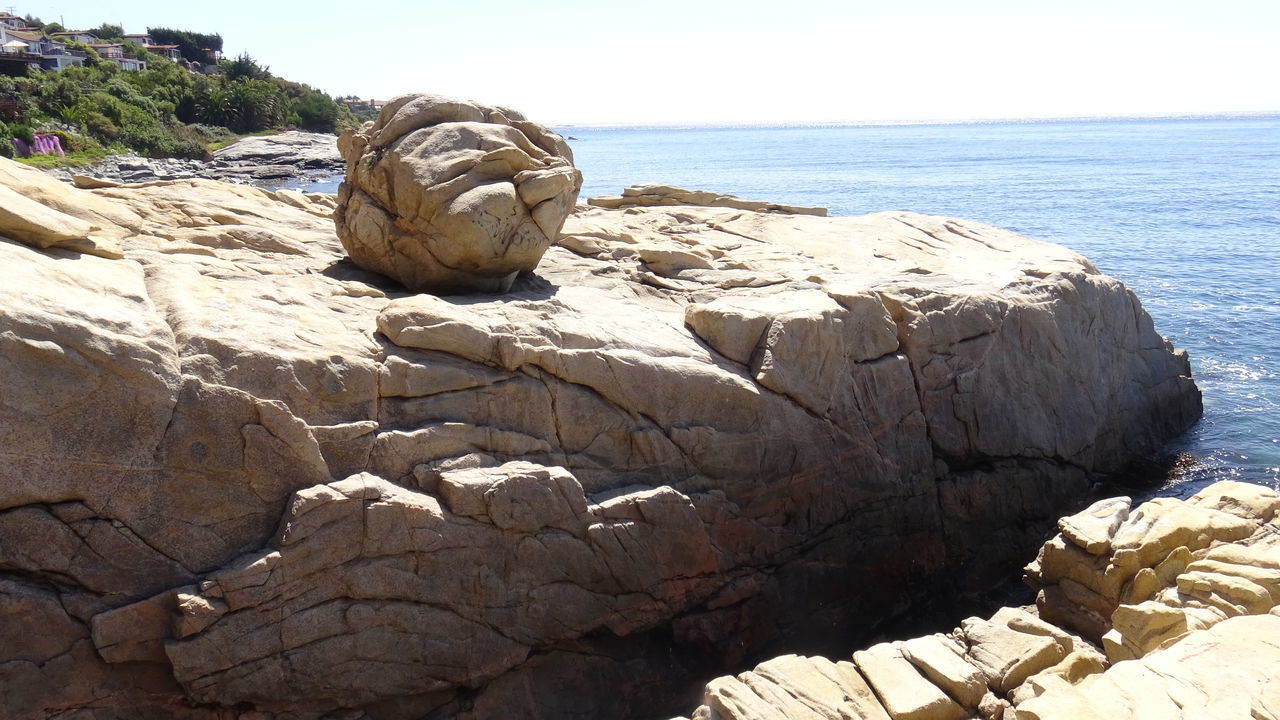 ROCKS ON SHORE AGAINST SEA