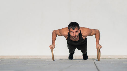 Portrait of man exercising outdoors