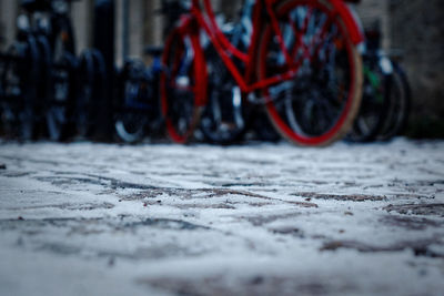 Bicycles parked on footpath