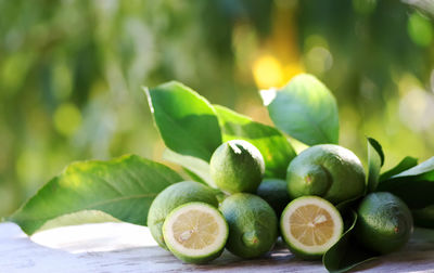 Close-up of fruits on table