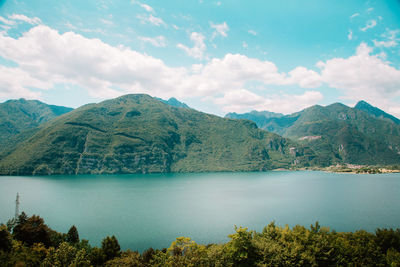 Natural landscape with green mountain peaks in summer