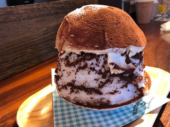 Close-up of dessert on table