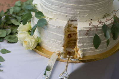 Close-up of cake served on plate